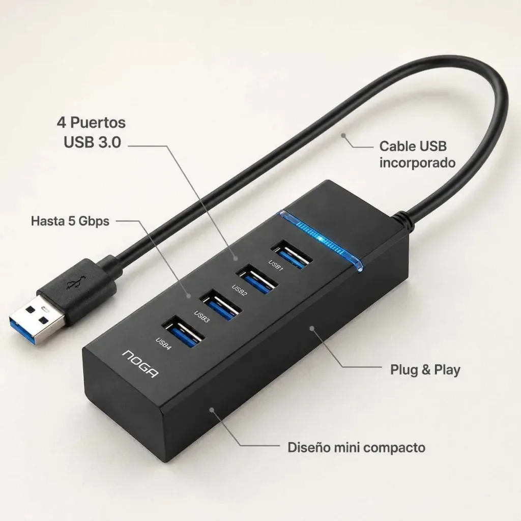 Hub Usb Noga Ngh-47 Multiplicador 3.0 4 Puertos Usb