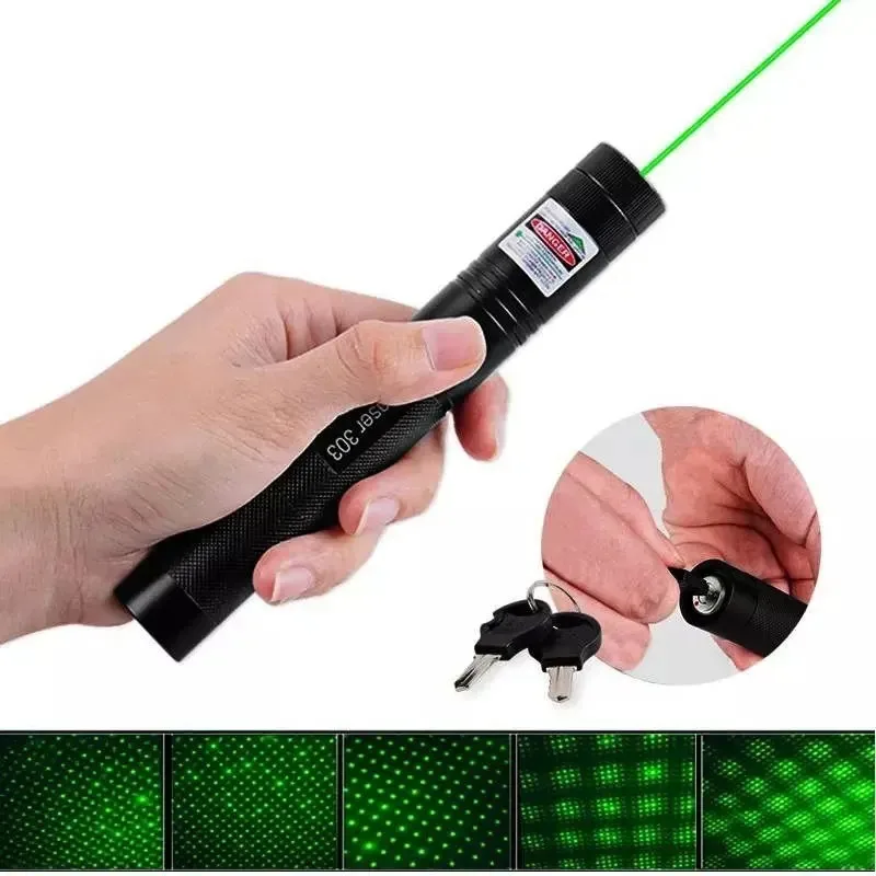 Puntero Láser Verde 303 Largo Alcance Con Pila Recargable Y Cargador
