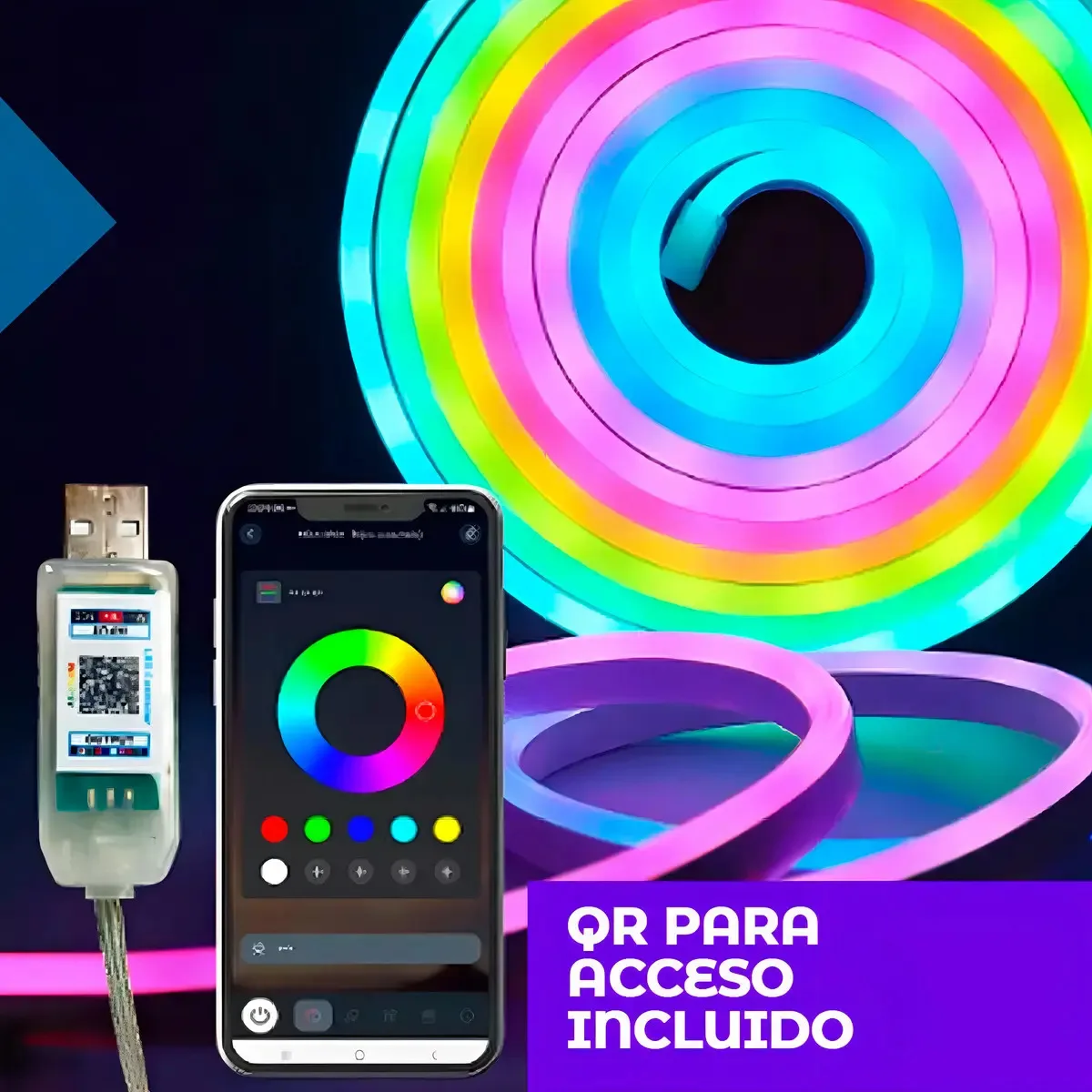 Tira Led Neon Rgb Usb App Control Remoto Usb 5 Metros