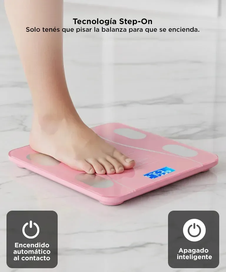 Balanza de Baño Digital App Vidrio Templado Pantalla LCD Alta Precisión 180kg Bluetooth