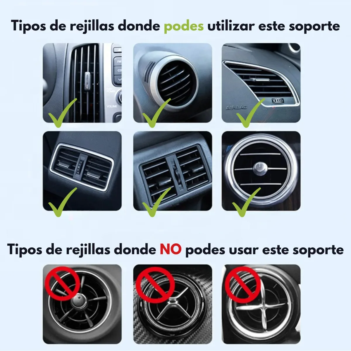 Soporte Celular Para Auto Rejilla De Ventilacion Ajustable