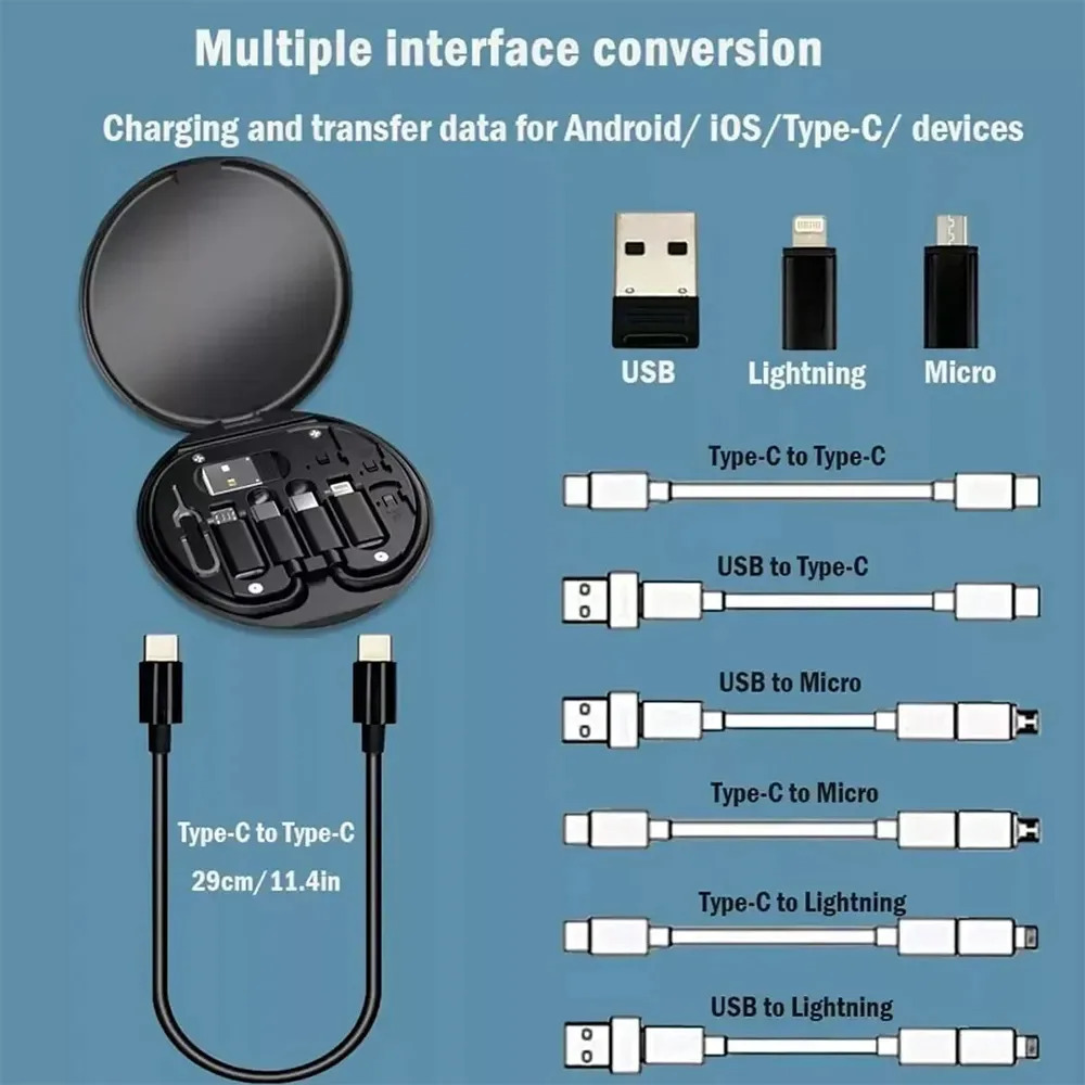 Set De Carga Y Datos De Viaje Carga Rápida 60w Adaptadores