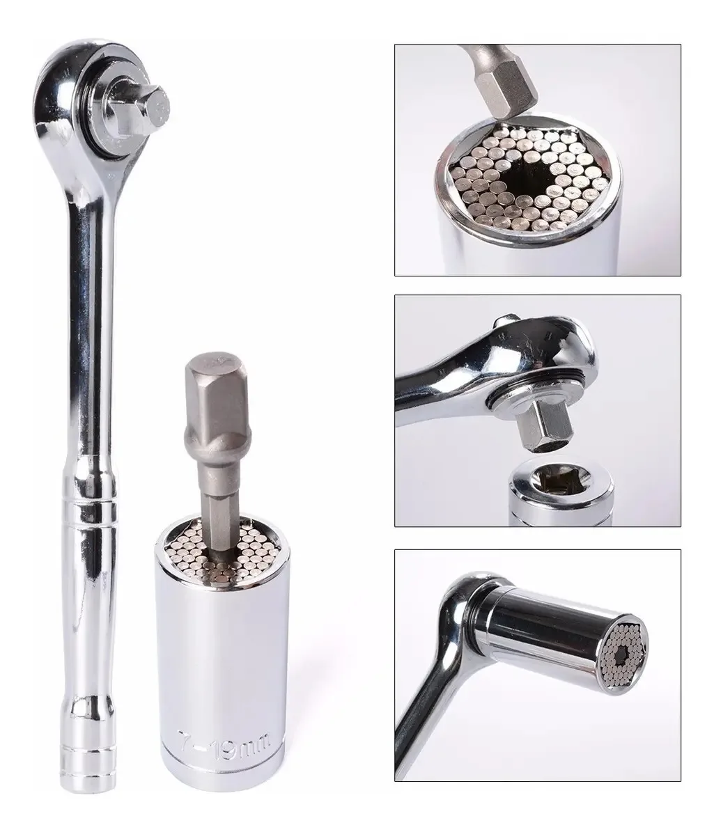 Llave Tubo Universal De 7 A 19 Mm Con Adaptador 3/8