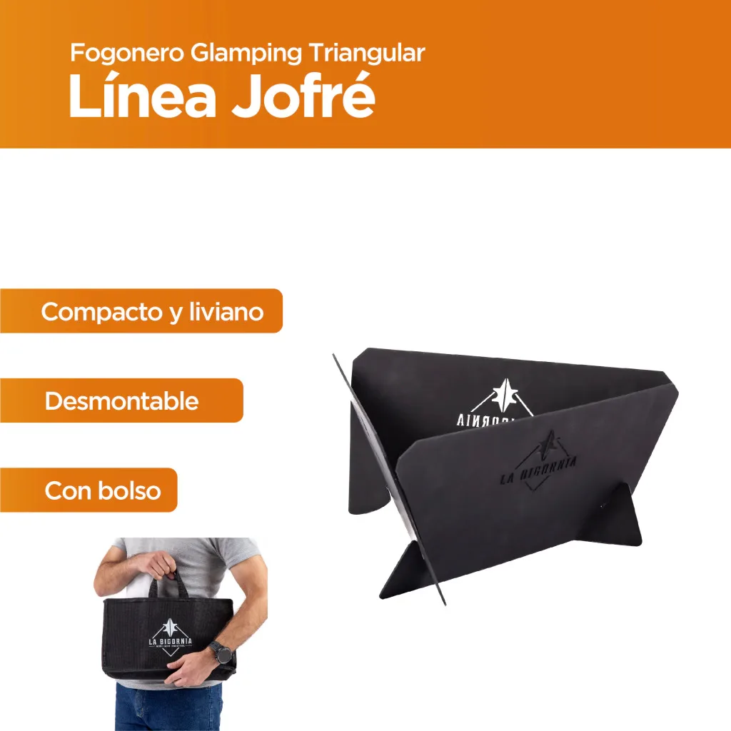 Fogonero Asador Parrilla Portatil Glamping Camping 30x30x16 Color Negro