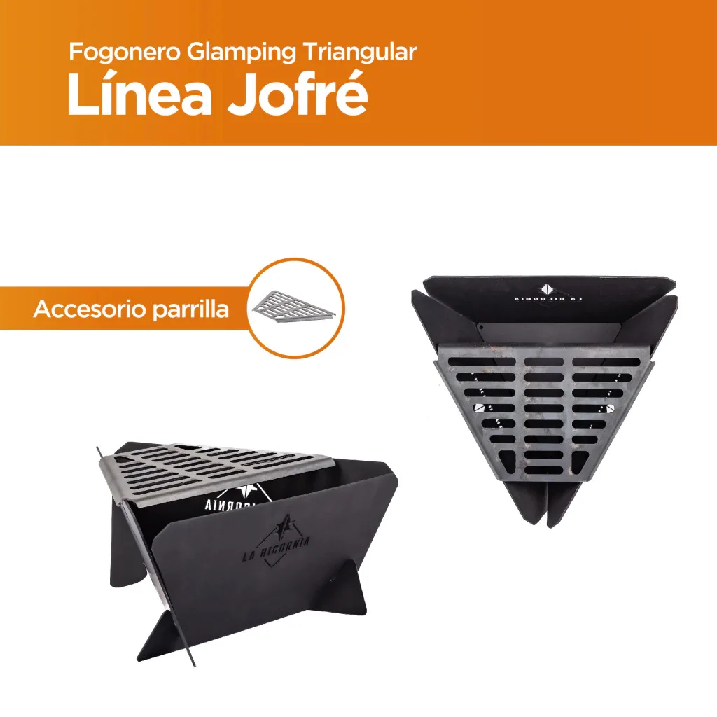 Fogonero Asador Parrilla Portatil Glamping Camping 30x30x16 Color Negro