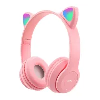 Auriculares Bluetooth Manos Libres Para Nenas Orejas Gatito Color Rosa