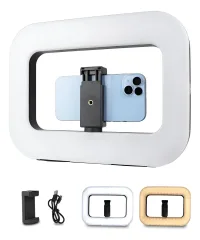 Aro De Luz Led Celular Cuadrado 20w Batería Recargable Portátil