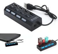 Hub Usb 4 Puertos 2.0 Multipilicador Switch Luz Adaptador