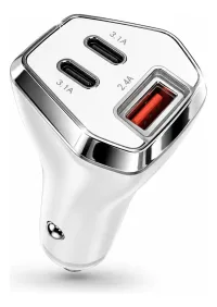 Cargador De Celulares Para Auto 3.1a Carga Rapida 3 Puertos