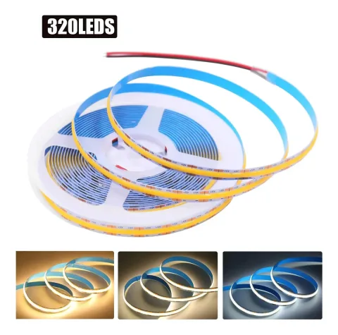 Tira Led Cob 5 Metros 12V Luz Fría Continua Flexible