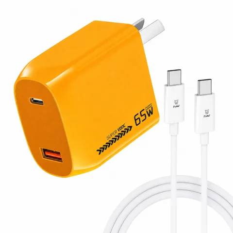 Cargador Rapido 2 Usb A/C Con Cable Tipo C 65W CC-59151
